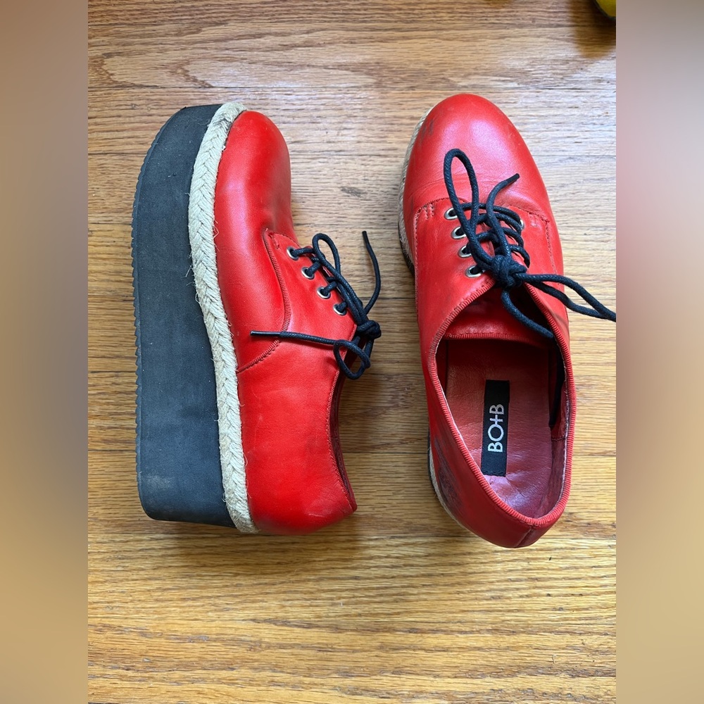 Red Belle of the Ball platform oxfords
